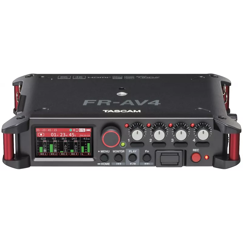 Portable audio recorder Tascam FR-AV4 — 6-channel, 4 XLR combo + 2x 3.5mm, 24/32-bit, 48/96/192 kHz, MicroSD up to 512 GB, USB-C, PD