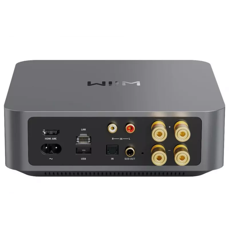 Stereo streaming amplifier WiiM Amp Pro Dark Grey — Wi‑Fi, Bluetooth 5.3, AirPlay 2, Spotify Connect, HDMI ARC, optical in, sub out