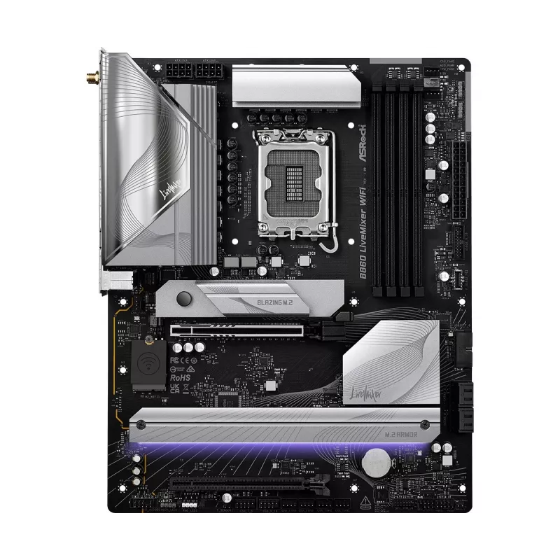 Motherboard ASRock B860 LiveMixer WiFi — Intel B860, LGA 1851, ATX, DDR5, 4 DIMM, Wi‑Fi 6E, 2.5Gb LAN