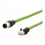 METZ CONNECT - Network Cable - M12 (4-pin) (S) to RJ-45 (M) - 5,0m - 6,5 mm - SF/FTP - CAT 5e - Halogen-Free, Snagless, Stranded, Zugkette, D-kodiert - Green (142M1D15050)