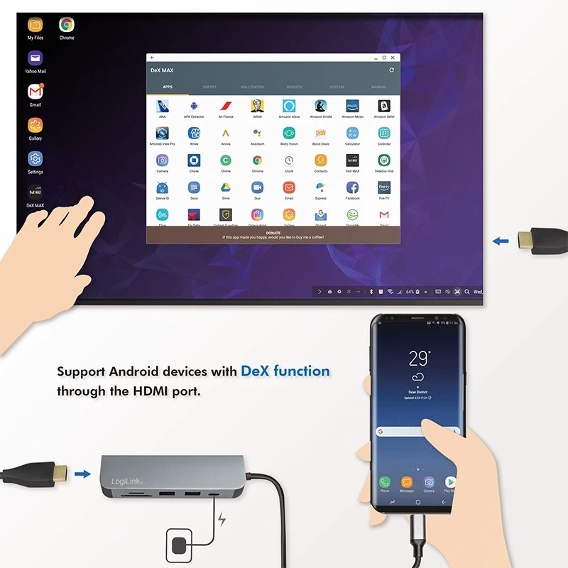 LogiLink UA0343 USB-C Multiport Hub Aluminium USB 3.2 2nd Gen Mult