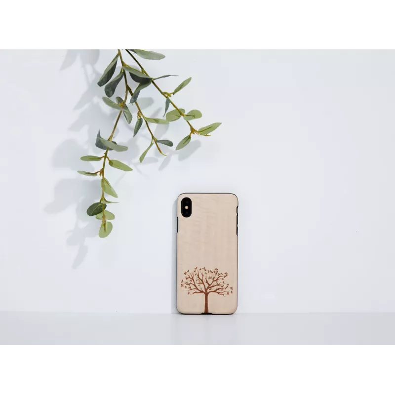 Smartphone case man and wood for iPhone X/XS, apple tree wood, black