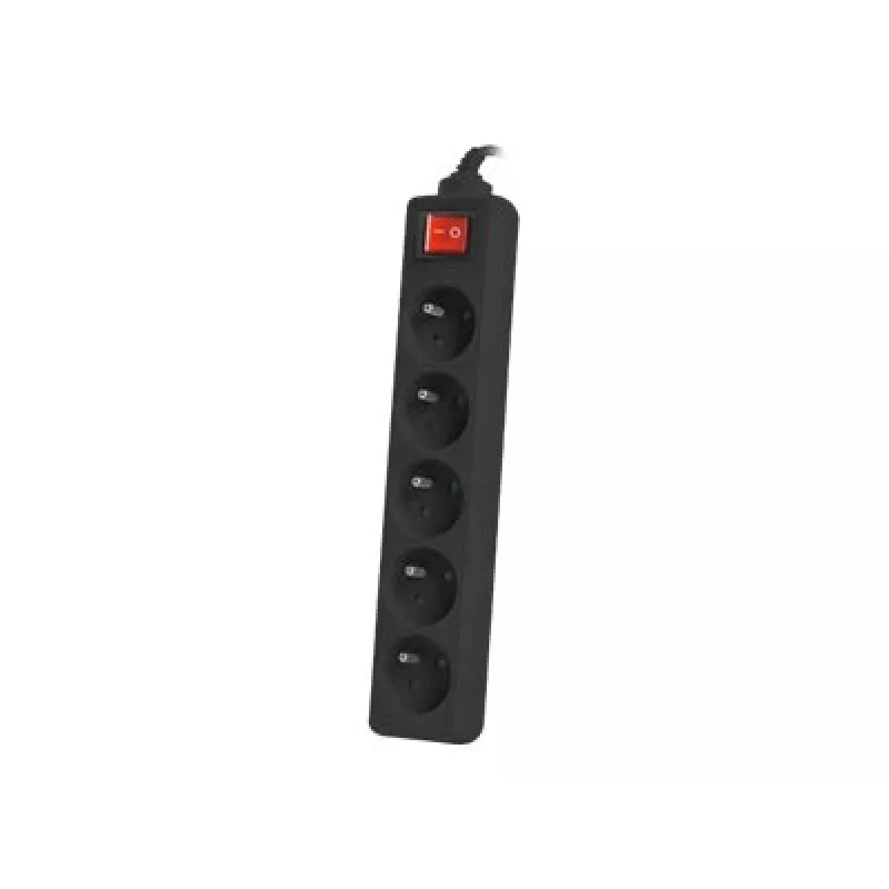 Lanberg Cable Power Strip, 5X French Outlets with Switch, Quality-Grade Copper, 1.5 m | PS1-05E-0150-BK