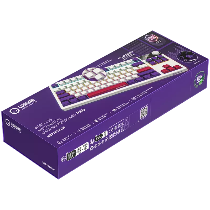 LORGAR KBP70TKLW, Wireless TKL Mechanical Gaming Keyboard Pro, White, EN layout