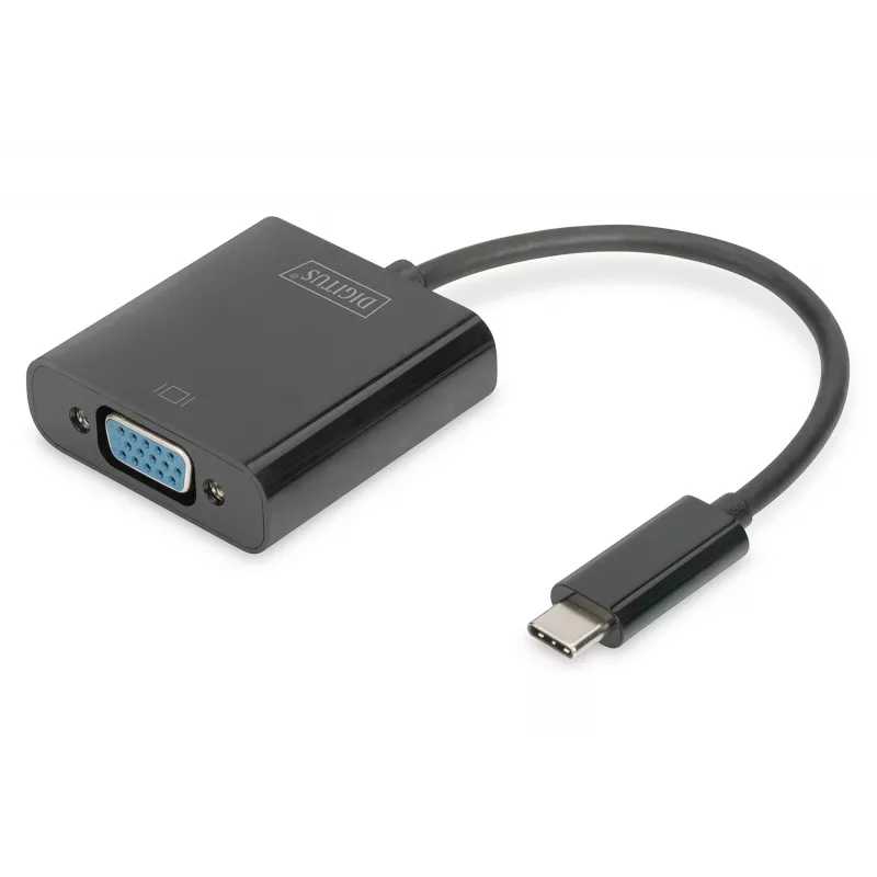DIGITUS DA-70853 USB-C to VGA Adapter, Full HD 1080p, Black