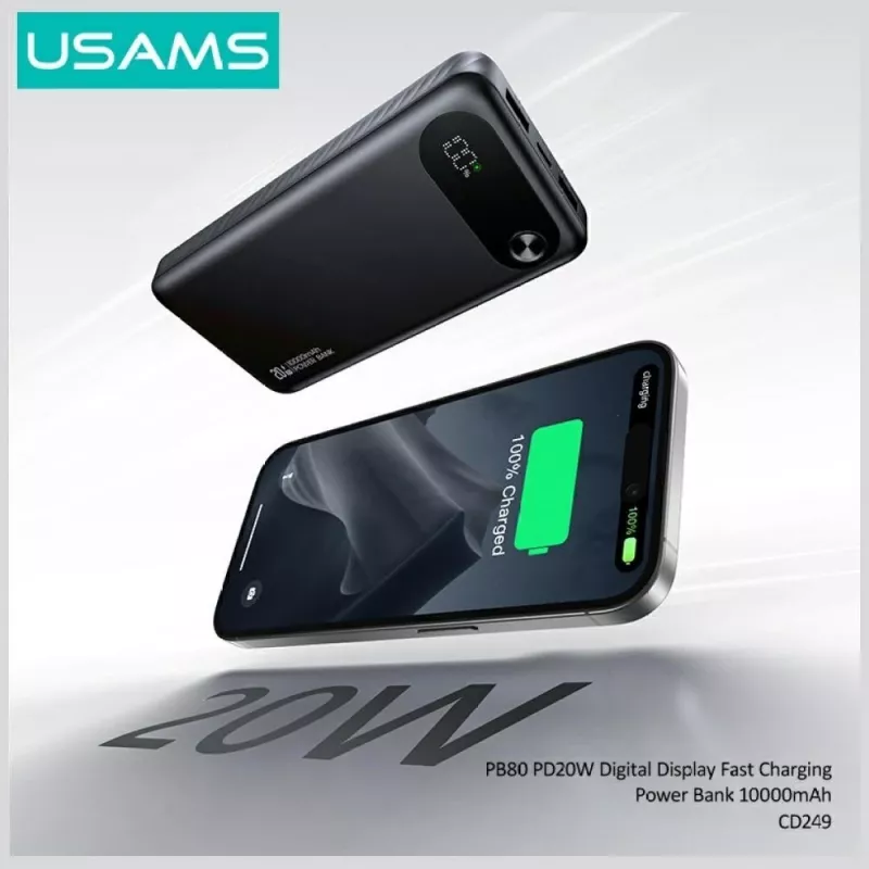 Portable power bank usams PB80 10000mAh 20W PD white