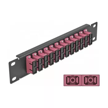 Fiber Optic Patch Panel DeLOCK 10 inch 12 Port SC Duplex Violet 1U Black