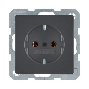Socket outlet Type F berker 47436086 — 16 A, 250 V, anthracite, duroplast housing