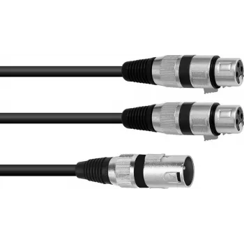 Audio Cable XLR 3-pin Male to 2 x XLR 3-pin Female Omnitronic 30225210