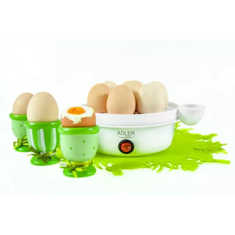 Egg cooker Adler AD 4459 — 7-egg capacity, 450 W, white, button control, ready alarm