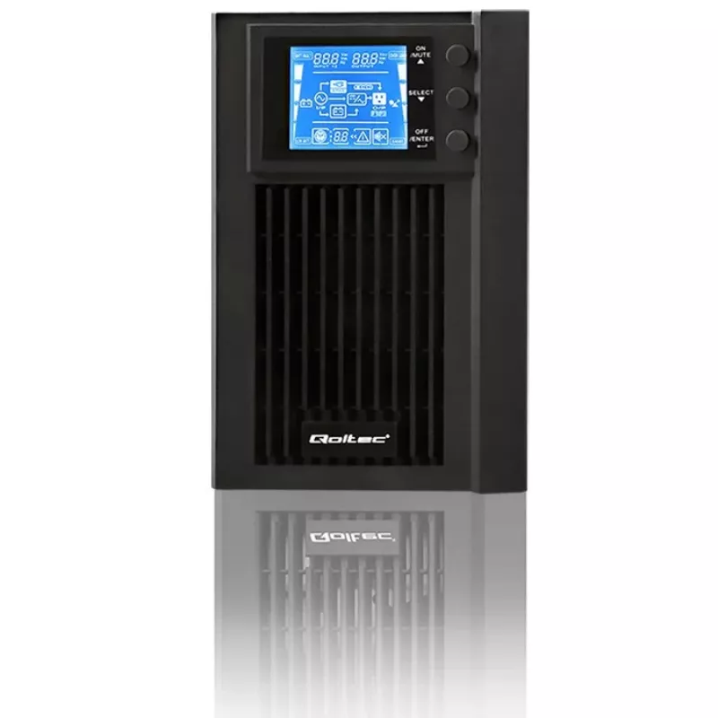 Qoltec 53042 uninterruptible power supply (UPS) Double-conversion (Online) 1 kVA 800 W 2 AC outlet(s)