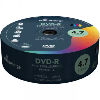 DVD-R MediaRange MR407 4.7 GB 16x Inkjet Printable 25 pcs