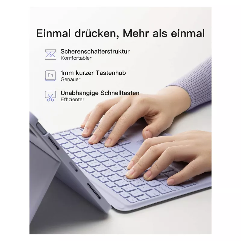 inateck Keyboard iPad 11 iPad Air 4/5Gen.Com. QWERTZ purple