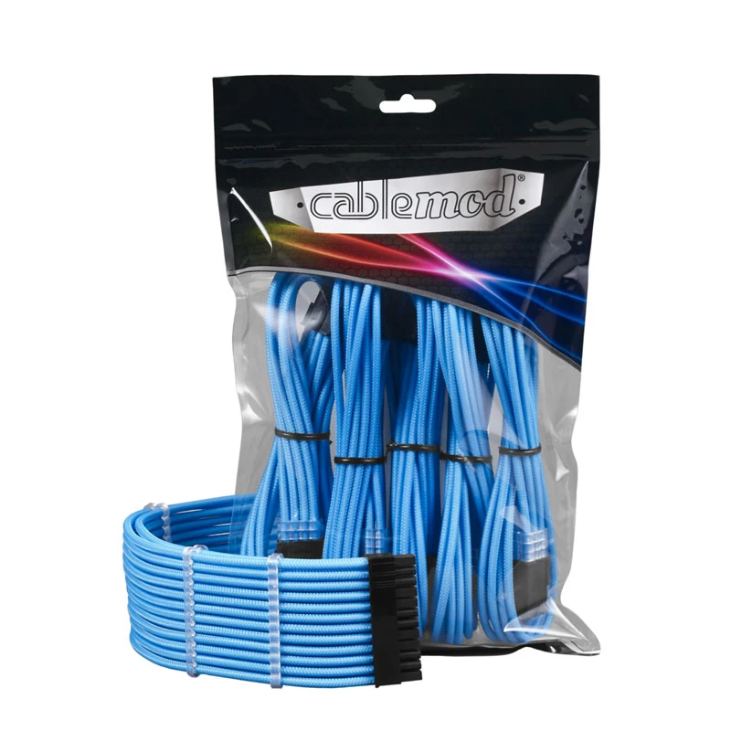 CableMod PRO ModMesh 12VHPWR Cable Extension Kit — light blue, 3-piece GPU 12+4 pin extensions