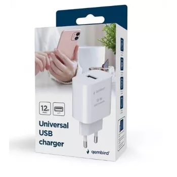 Mobile device charger GEMBIRD TA-UC-1A12-01 5V 2.4A 12W USB PD, 1 port, White