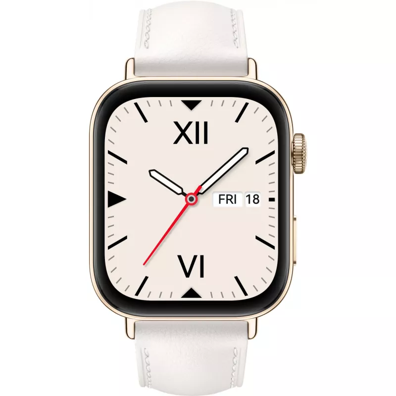 Watch Fit 3 (Solo-B19V), Smartwatch gold/White, leather watch strap in White