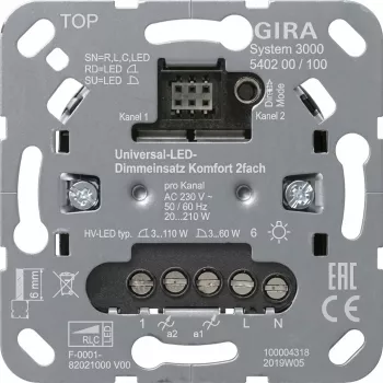 gira Uni-LED dimmer insert 2-gang S3000 model 540200 for LED lighting