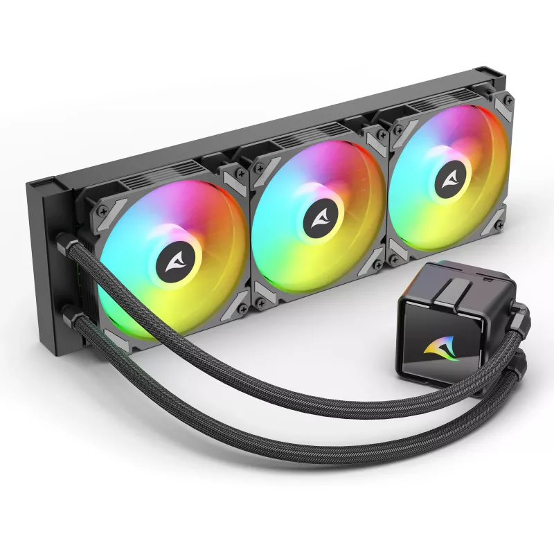 All-in-One Liquid CPU Cooler Sharkoon S60 ARGB — 360 mm Radiator, 3×120 mm PWM Fans, Black