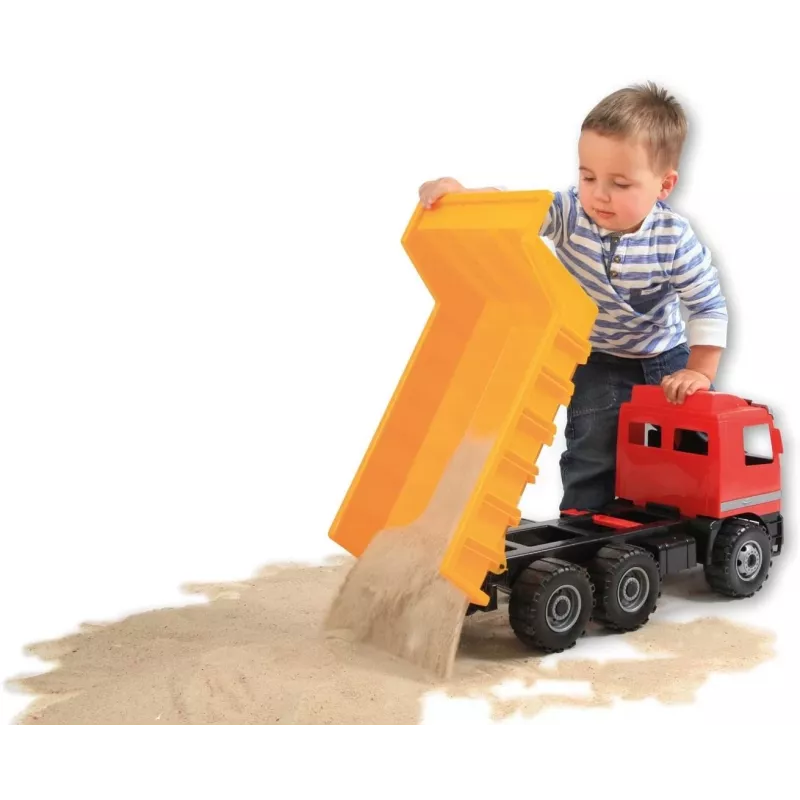 Toy dump truck Lena Actros 62 cm single brown cart