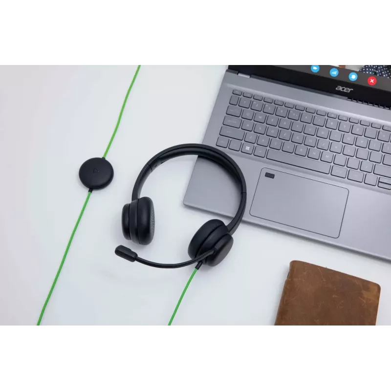 Wired conference headset Acer GP.HDS11.01N — supra-aural, 2 m cable, 20–20000 Hz, 160 g, black