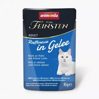 Wet cat food animonda ANIMONDA Vom Feinsten Adult Raffinesse in Jelly with Chicken & Salmon, 85 g sachet, 82% moisture, 8.5% protein