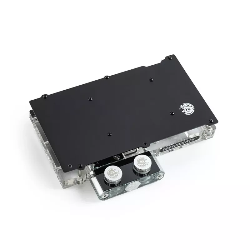 Water block BitsPower Classic VGA BP-VG3070FE — 125×171.4×28.4 mm, 3‑pin RGB, black/silver/transparent
