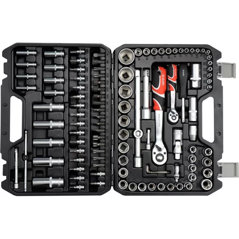 Socket wrench set YATO YT-38791 — 108 pieces, 1/2 inch drive, includes wrench, black case