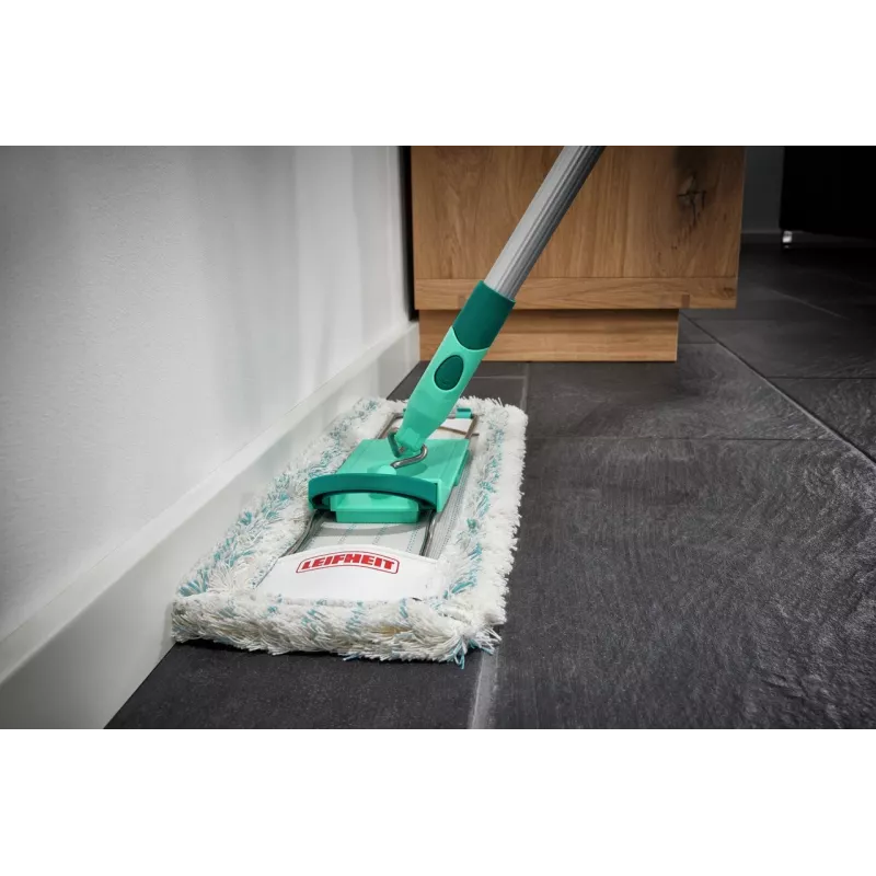 Flat mop Leifheit Profi XL cotton plus — 420 mm width, 360° rotating head, cotton/fiber, aluminium handle