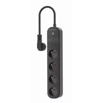 Power strip GEMBIRD TSL-PS-F4U-02 with 4 PL sockets and USB charger, black
