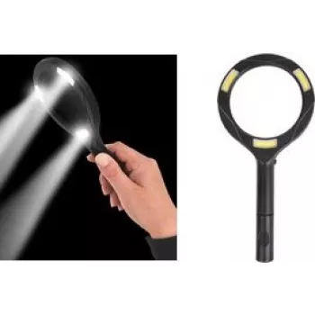 Magnifying glass IWH 770665 with COB LED light, black plastic housing