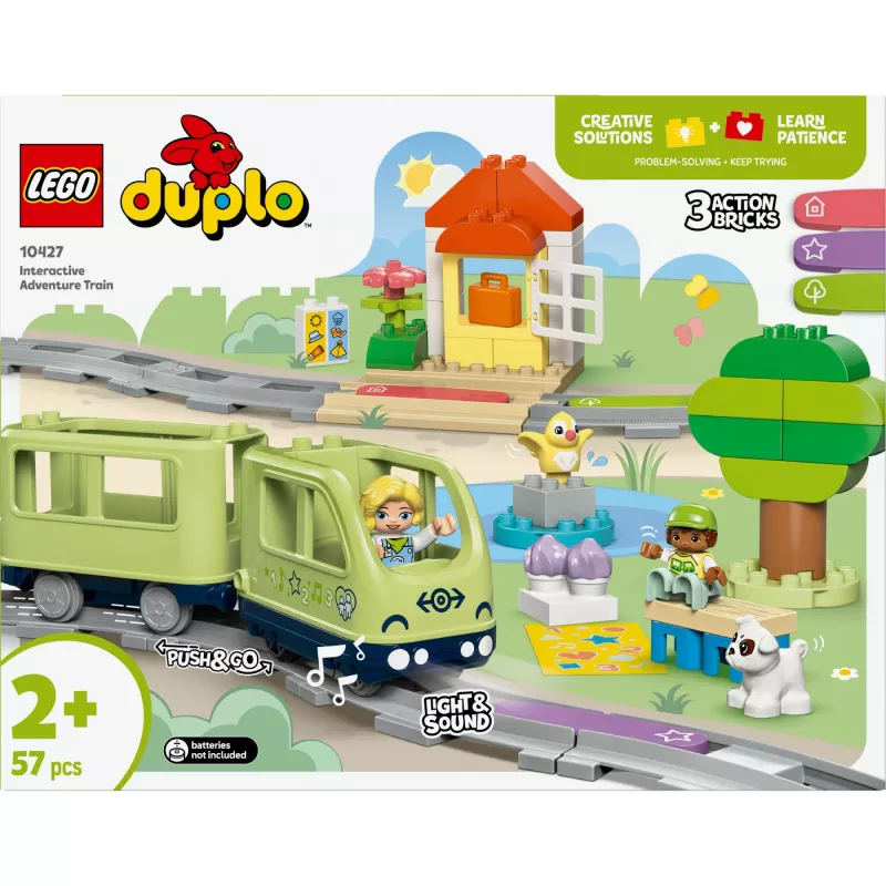 Toy train set LEGO DUPLO Interactive Adventure Railway 10427, 57 pieces, 2 minifigures, for ages 2+