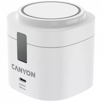 Canyon 4 in 1 Wireless Charging Stand, 30W max, Size: 70x70x70.3mm, weight: 414g, with 65W charger and 1M cable, white