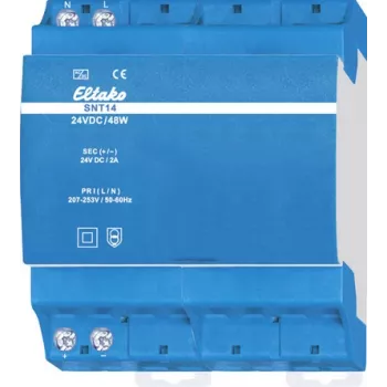 DIN-rail power supply Eltako SNT14-24V 48W 2A – 24 V DC, 48 W, 2 A output, DIN-rail mounted