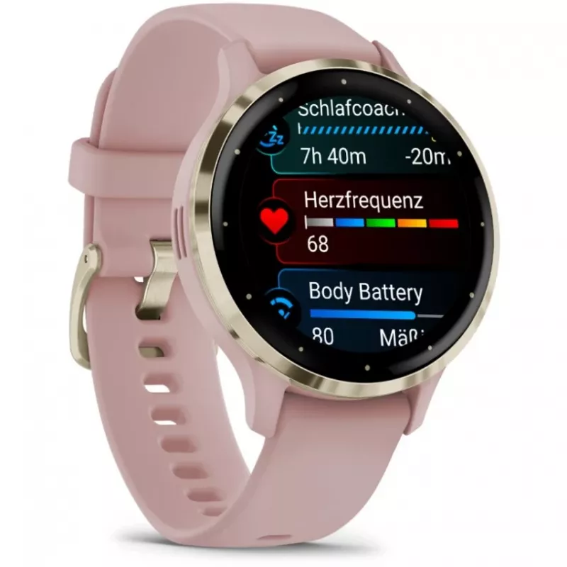 Garmin Venu 3S 3.05 cm (1.2) AMOLED 41 mm Digital 390 x 390 pixels Touchscreen Gold, Rose Wi-Fi GPS (satellite)
