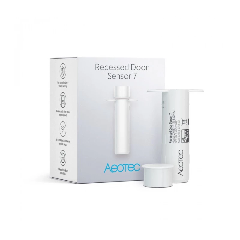 Recessed Door Sensor AEOTEC Recessed Door Sensor 7 Z-Wave Plus V2 White — recessed contact sensor for doors/frames