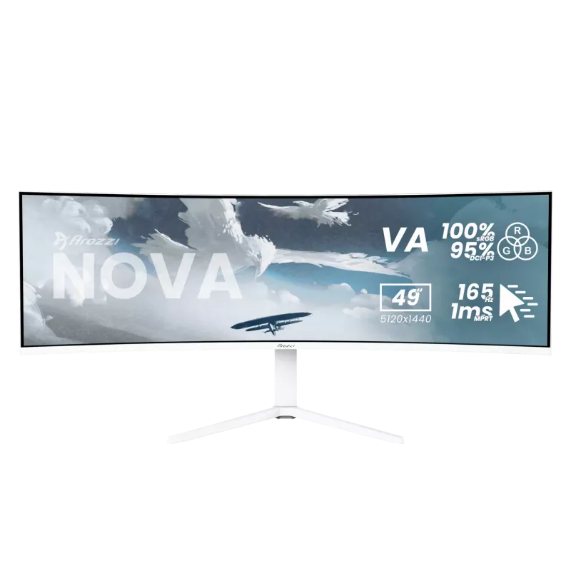 Curved monitor Arozzi Nova 49 inch (124.5 cm) Dual QHD 5120×1440 LED VA, 32:9, 4 ms, USB hub, speakers, white