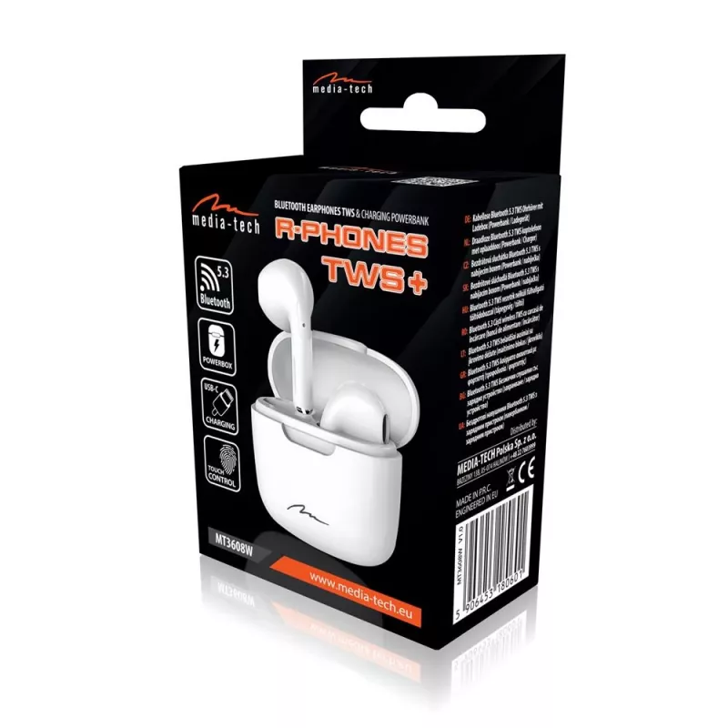 Headphones Media-Tech MT3608W R-Phones TWS+ white