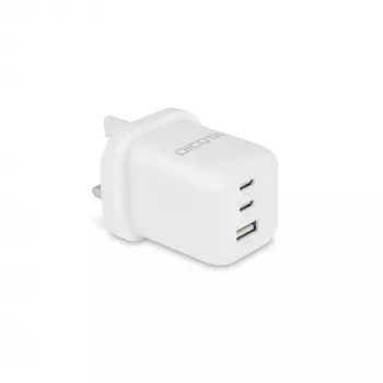 Dicota Power Supply - compact, GaN - 65 Watt - 5 A - PD 3.0 - 3 Output Ports (2 x USB-C, USB)
