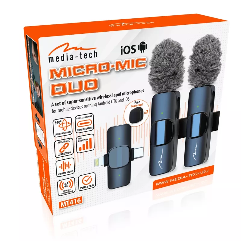 MEDIA-TECH ZESTAW MIKROFONÓW KRAWATOWYCH MICRO-MIC DUO MT416