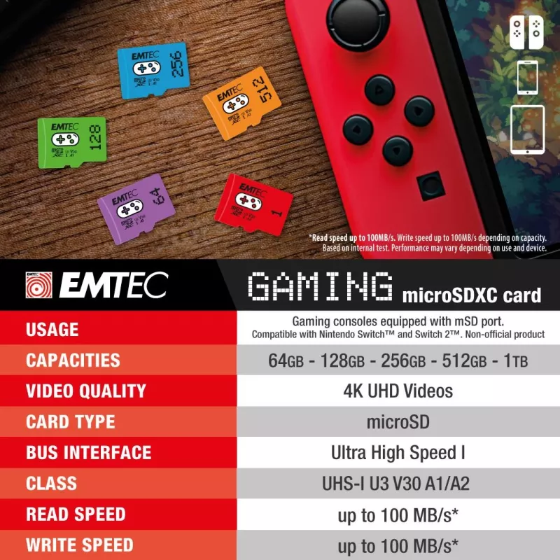 MicroSDXC Card Emtec Gaming 512 GB