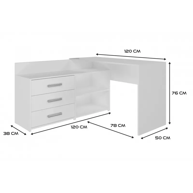 Corner Computer Desk Topeshop DANY BIEL KPL White Rectangular Particle Board