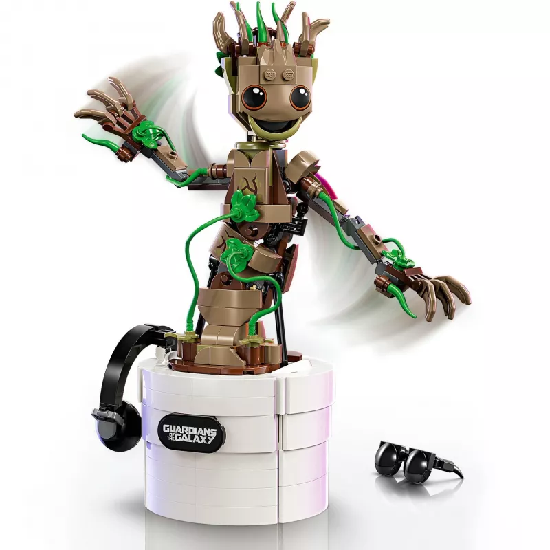 LEGO Marvel Dancing Groot Buildable Animated Toy Action Figure Guardians of the Galaxy Character Kids’ Hand-Operated Interactive Playset Super Hero