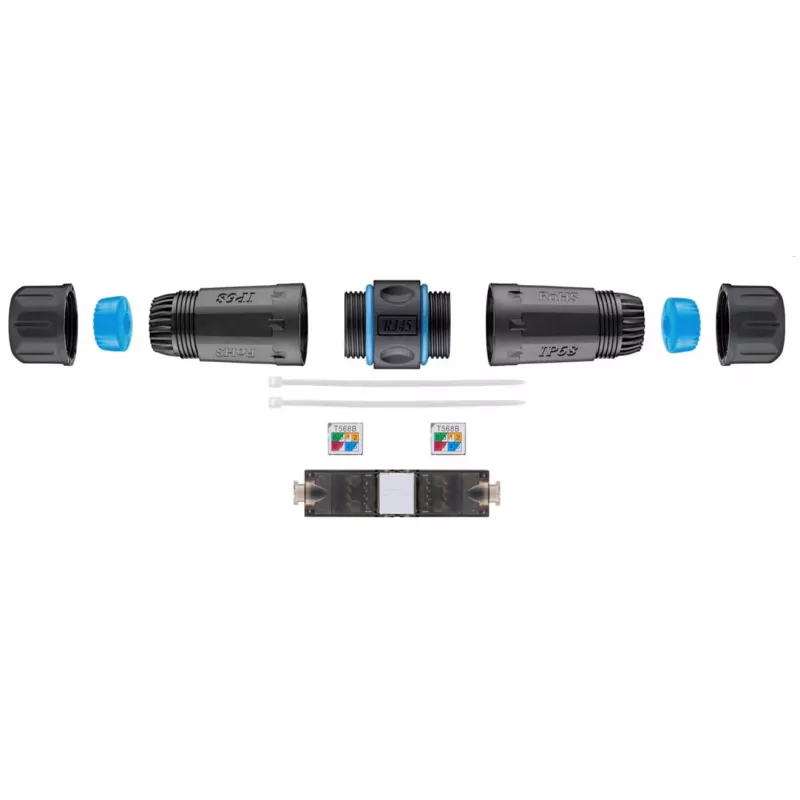 Goobay Outdoor (IP68) network cable connector, CAT 6A Unshielded, UTP - dustproof and waterproof, terminal strip for LSA mounting (tool-free) (44416)