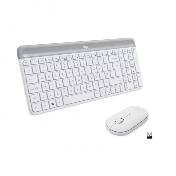 Logitech Slim Wireless Combo MK470 - Keyboard-and-Mouse-Set - Wireless - 2.4 GHz - Spanish - Off-White (920-009199)