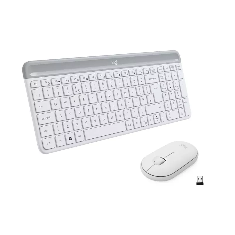 Logitech Slim Wireless Combo MK470 - Keyboard-and-Mouse-Set - Wireless - 2.4 GHz - Spanish - Off-White (920-009199)