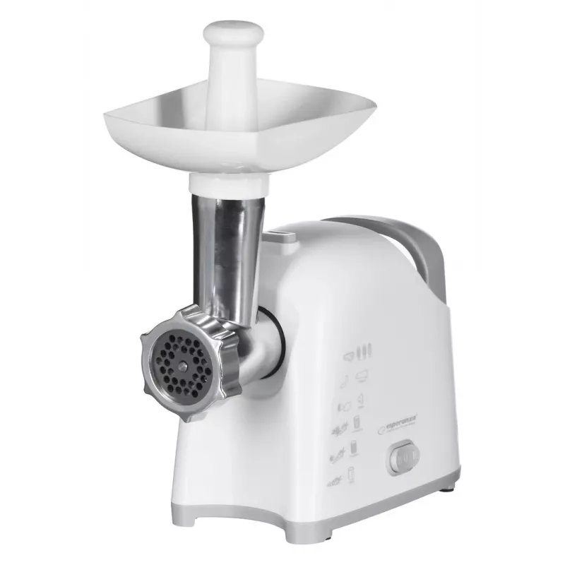 Meat grinder ESPERANZA EKM033, 2200 W, white, stainless steel blade, reverse, sausage horn, kebbe maker