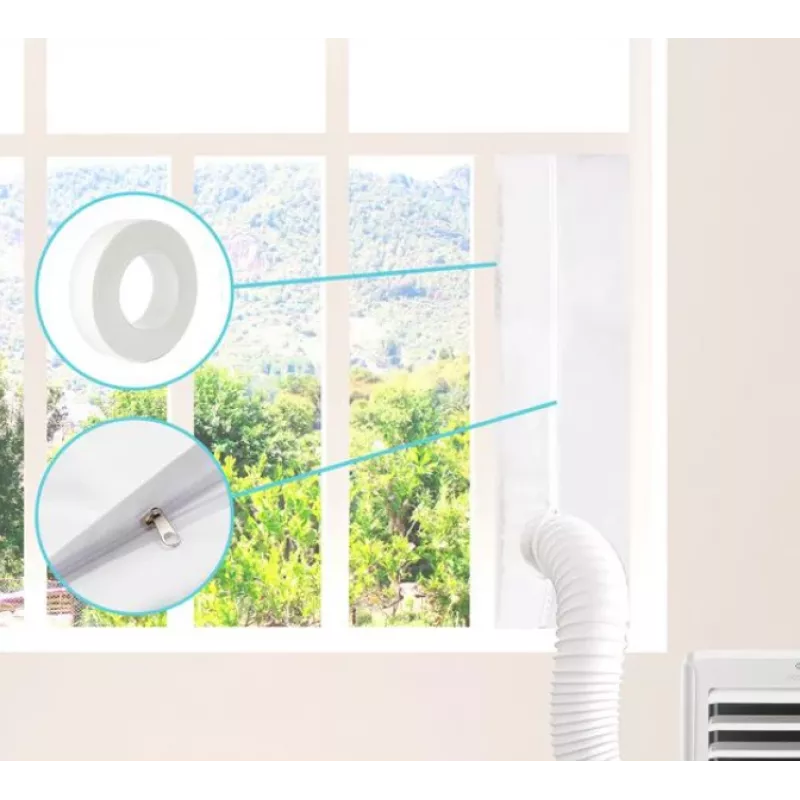 Insulated sliding window covering 163 x 35 cm for portable air conditioners
