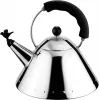 Alessi 9093 B Kettle with Handle Stainless Steel Bird-Shaped Flute made of PA black