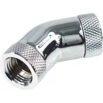 Alphacool HF Winkeladapter 45° - G1/4 Rotatable - 2x Internal Thread - Chrome (17053)