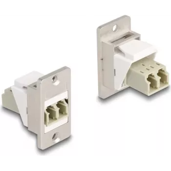 Network Cable DeLOCK Panel Mount Keystone Module Optical Fiber LC Duplex Female to Female Conical Beige Silver White